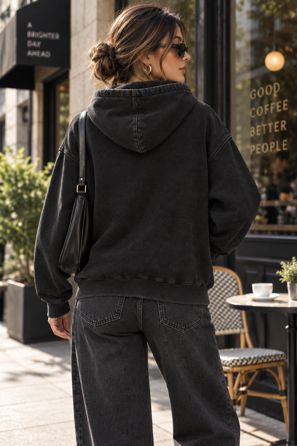 Awareness Vintage Wash Boxy Waffle Full Zip Hoodie