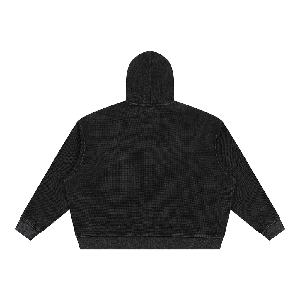 Awareness Vintage Wash Boxy Waffle Full Zip Hoodie