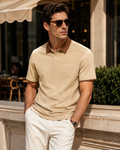 Serendipity Contrast Collar Raglan Polo - Khaki