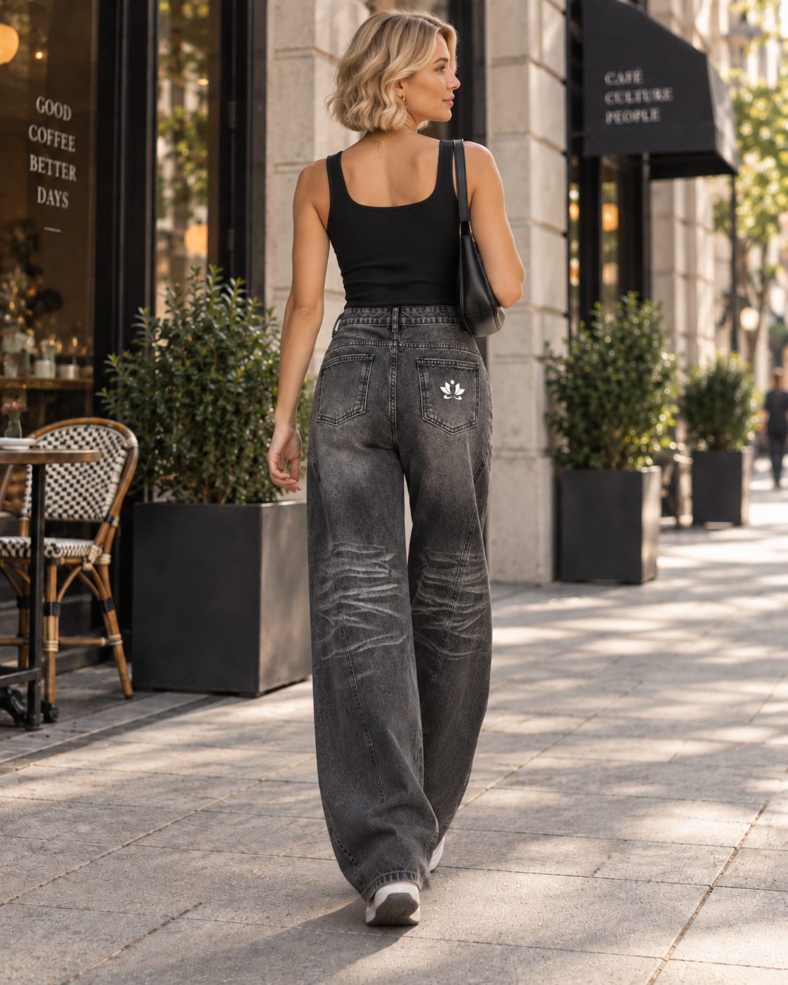 Women’s Vintage Wash Wide Leg Denim Jeans