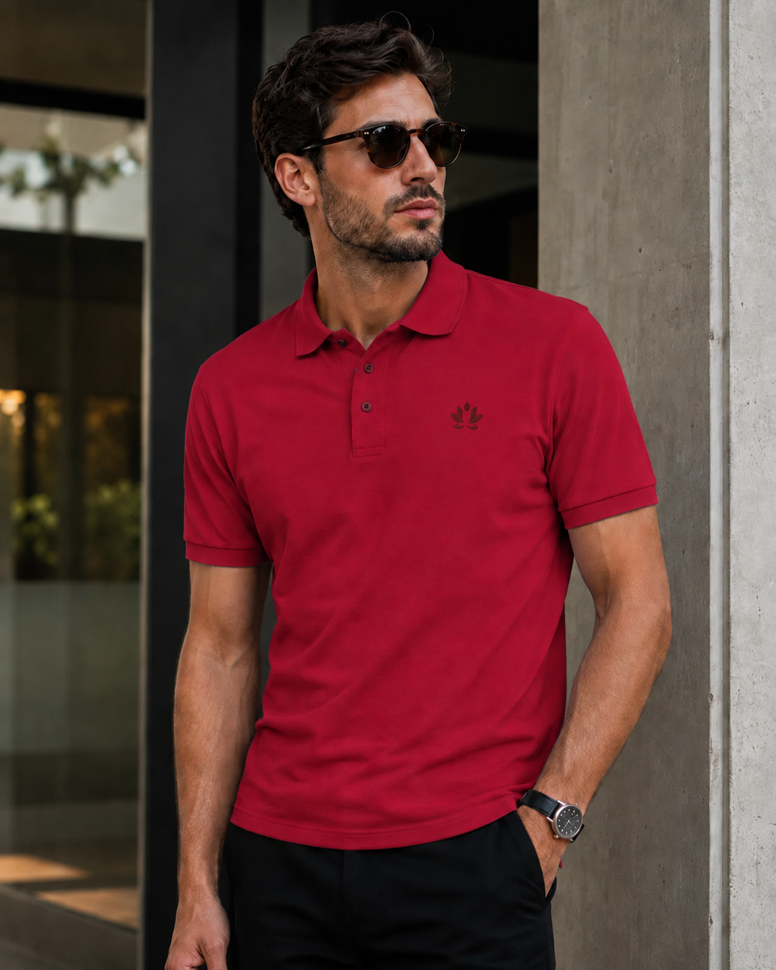 Awareness Men's Premium Polo Red Logo| [ Relaxed Fit] 4 Colors
