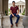 Contrast Collar Raglan Polo Shirt