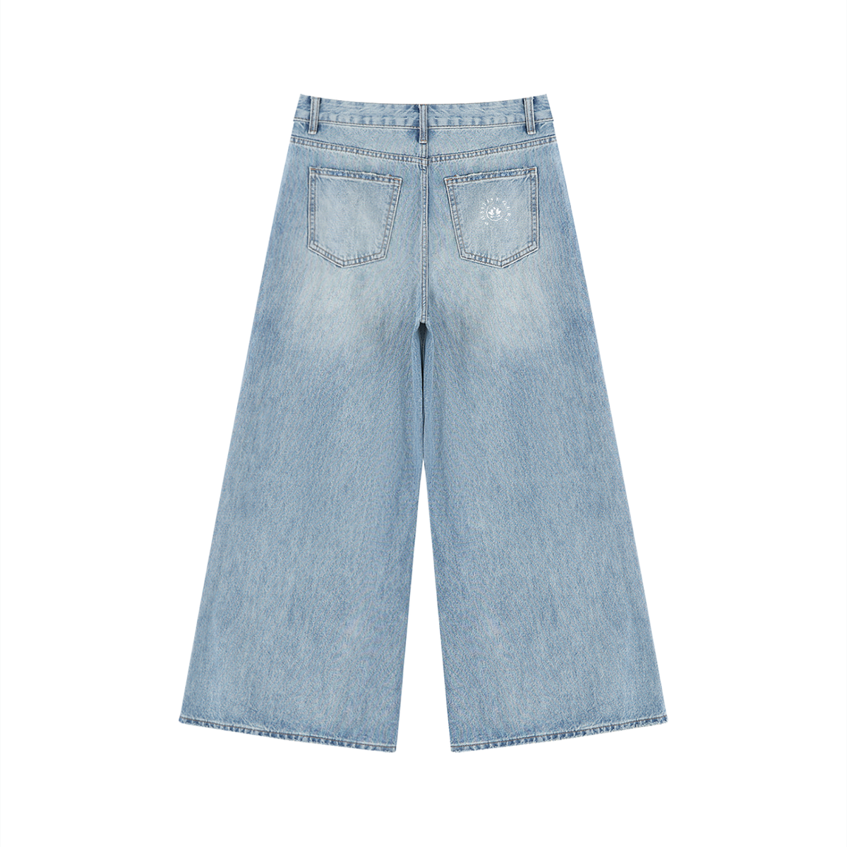 Women's Vintage Wash Distressed Wide Leg Jeans