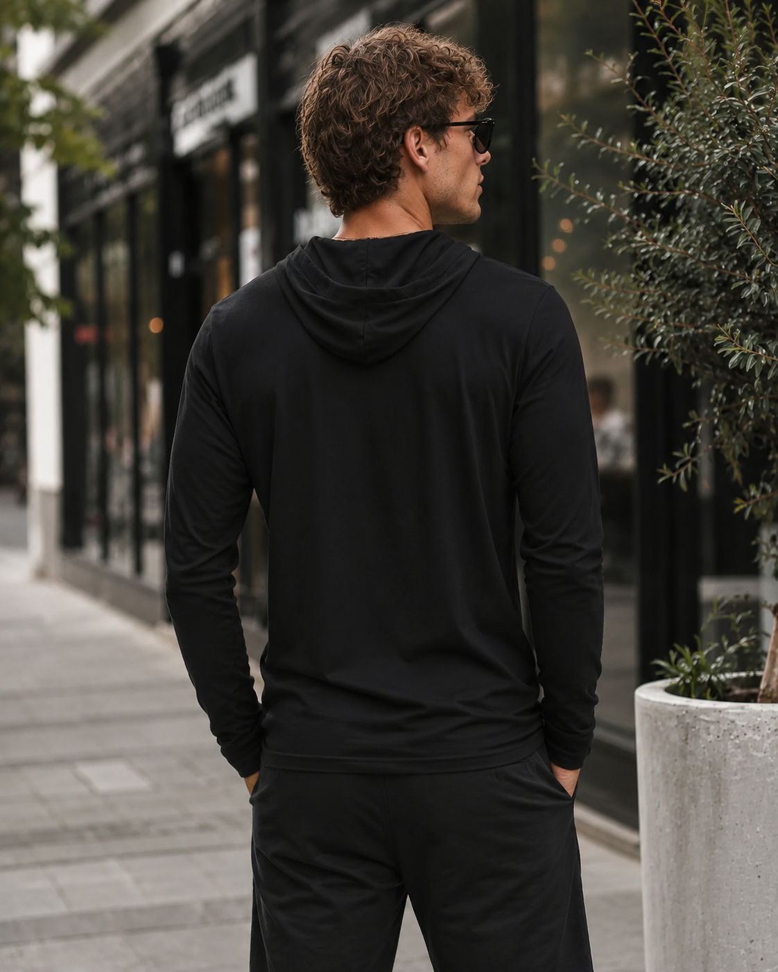Manifesto Black Hooded Long-Sleeve Tee | [ Classic Fit]