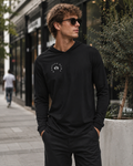 Manifesto Black Hooded Long-Sleeve Tee | [ Classic Fit]