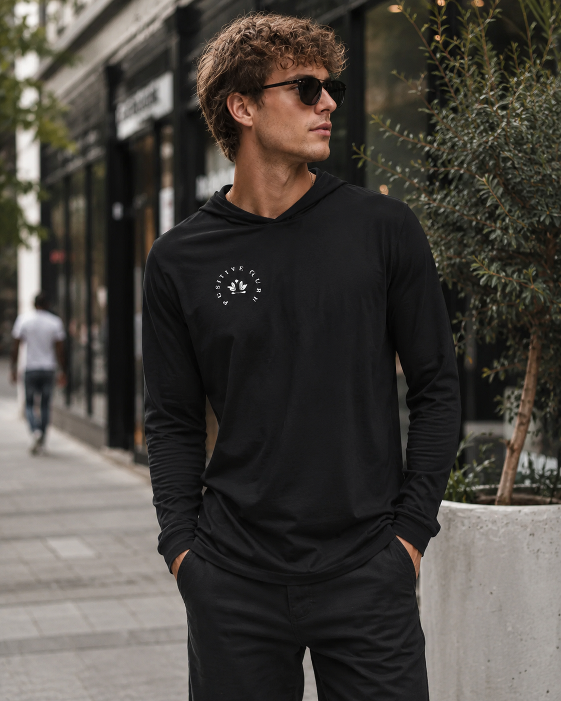 Manifesto Black Hooded Long-Sleeve Tee | [ Classic Fit]