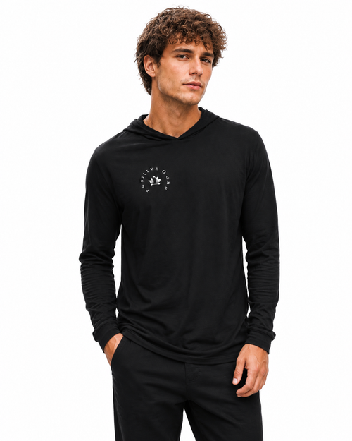 Manifesto Black Hooded Long-Sleeve Tee | [ Classic Fit]