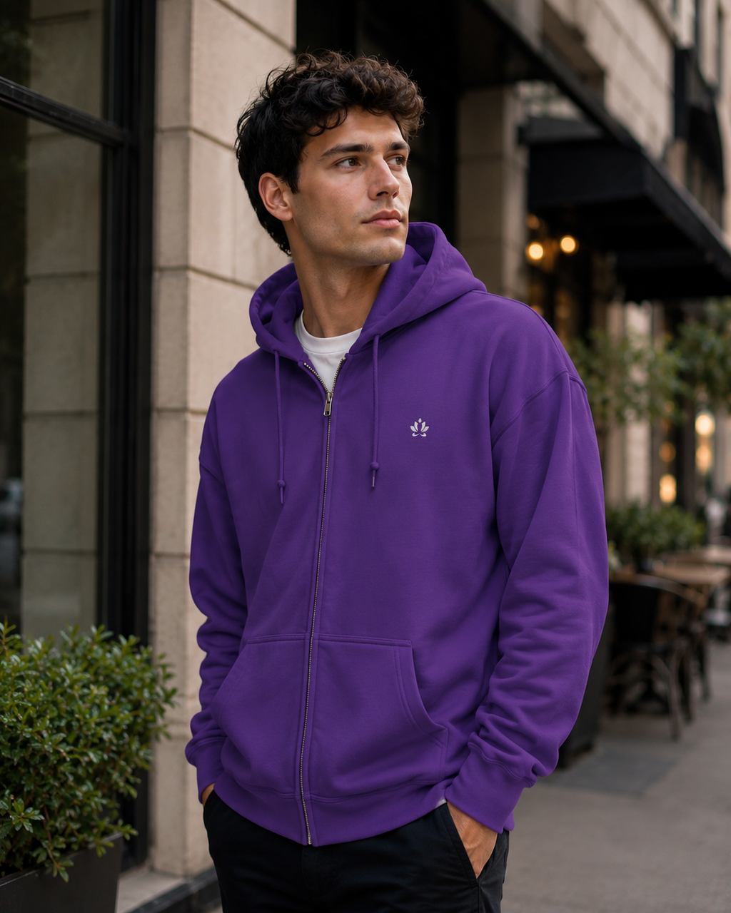 [Embroidered] Men's Awareness Heavy Blend Zip Up Hoodie Purple