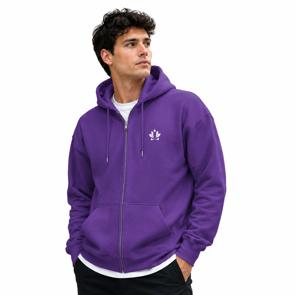 [Embroidered] Men's Awareness Heavy Blend Zip Up Hoodie Purple