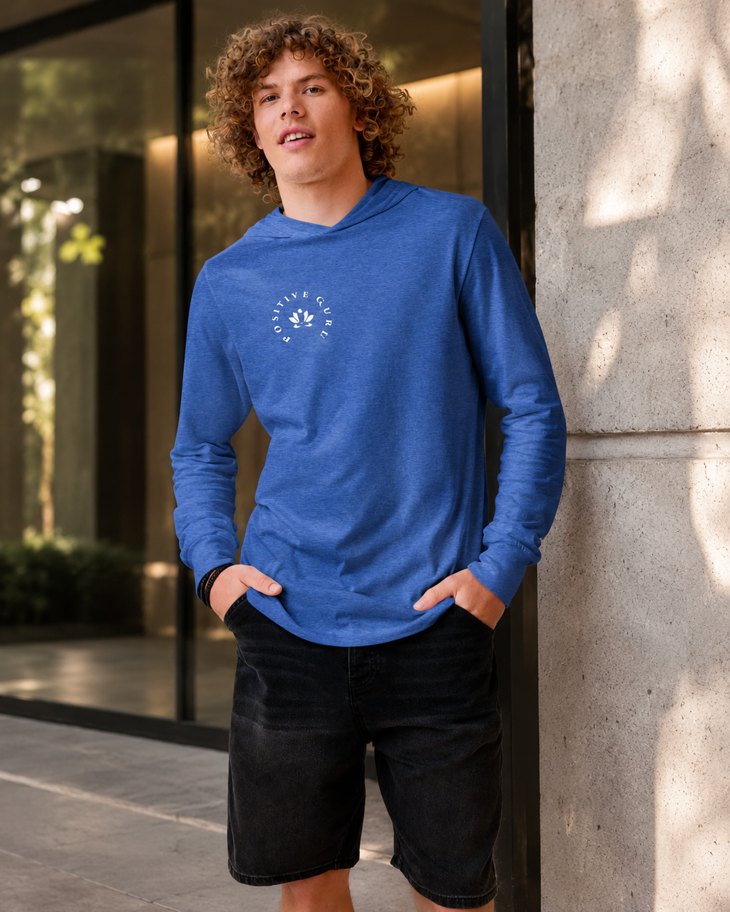 Manifesto Hooded Long-Sleeve Tee Royal Blue | [ Classic Fit]