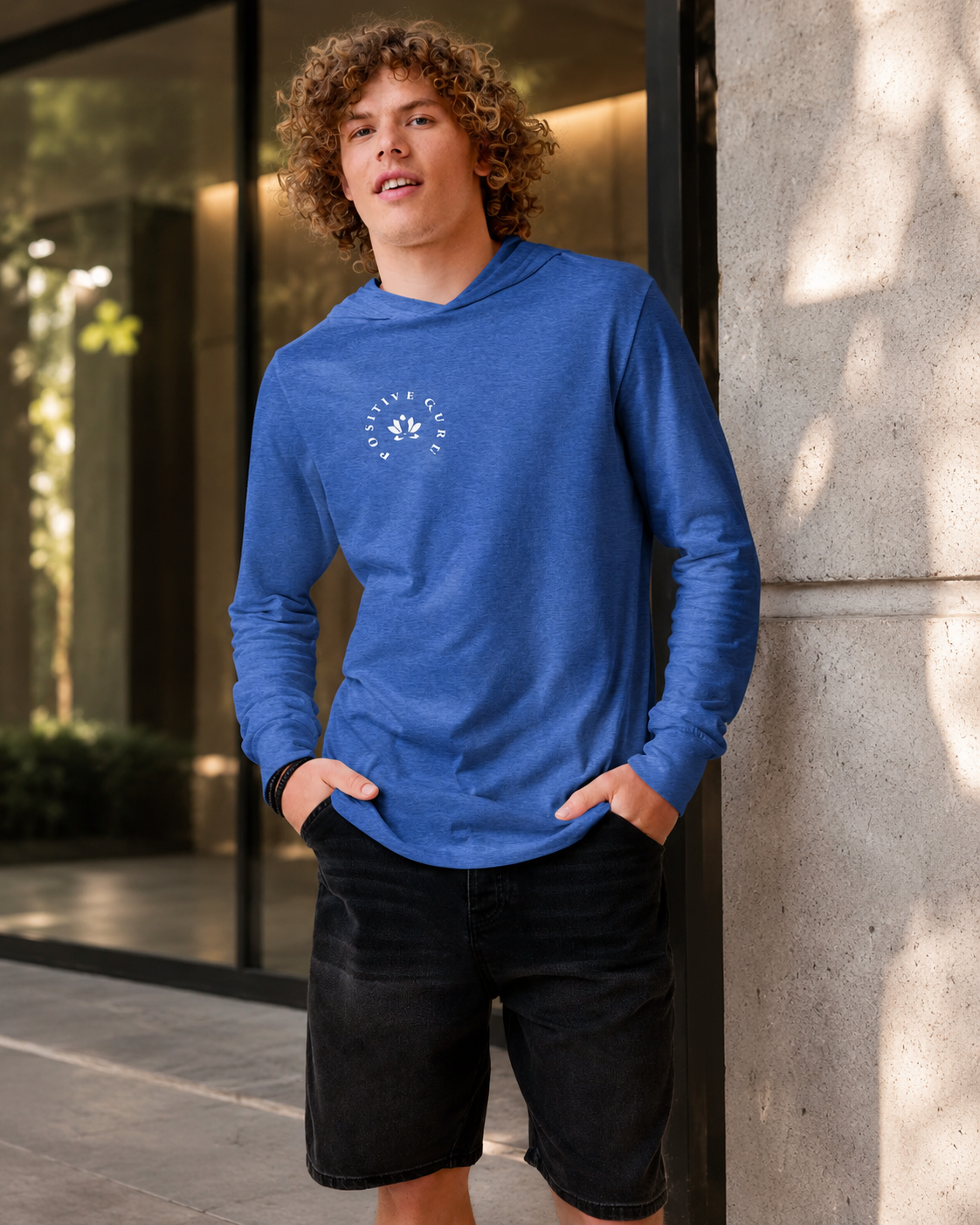 Manifesto Hooded Long-Sleeve Tee Royal Blue | [ Classic Fit]