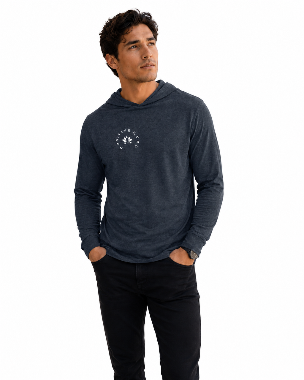 Manifesto Hooded Long-Sleeve Tee Heather Navy | [ Classic Fit]