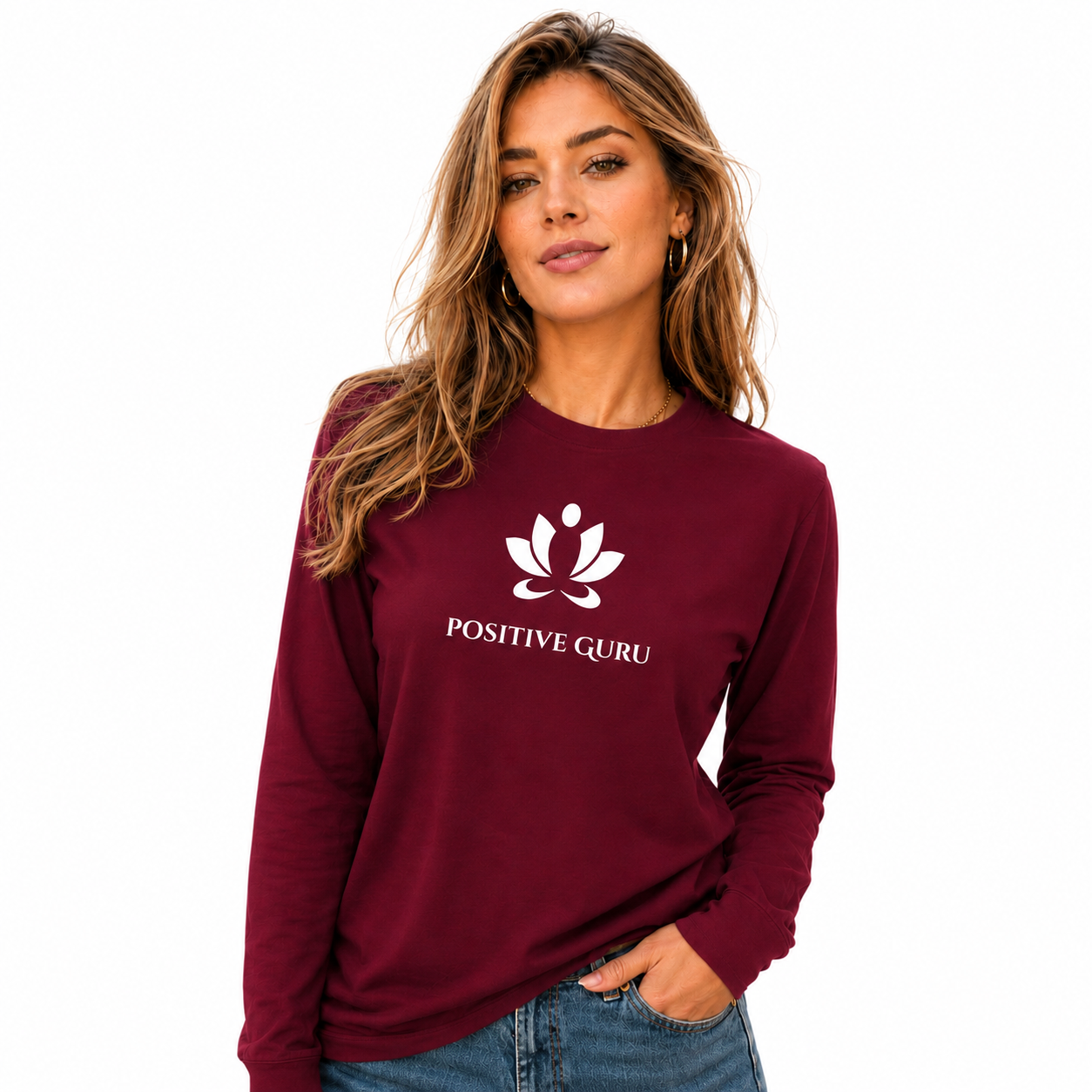 Seventh Chakra Long Sleeve Tee Maroon | [ Classic Fit]