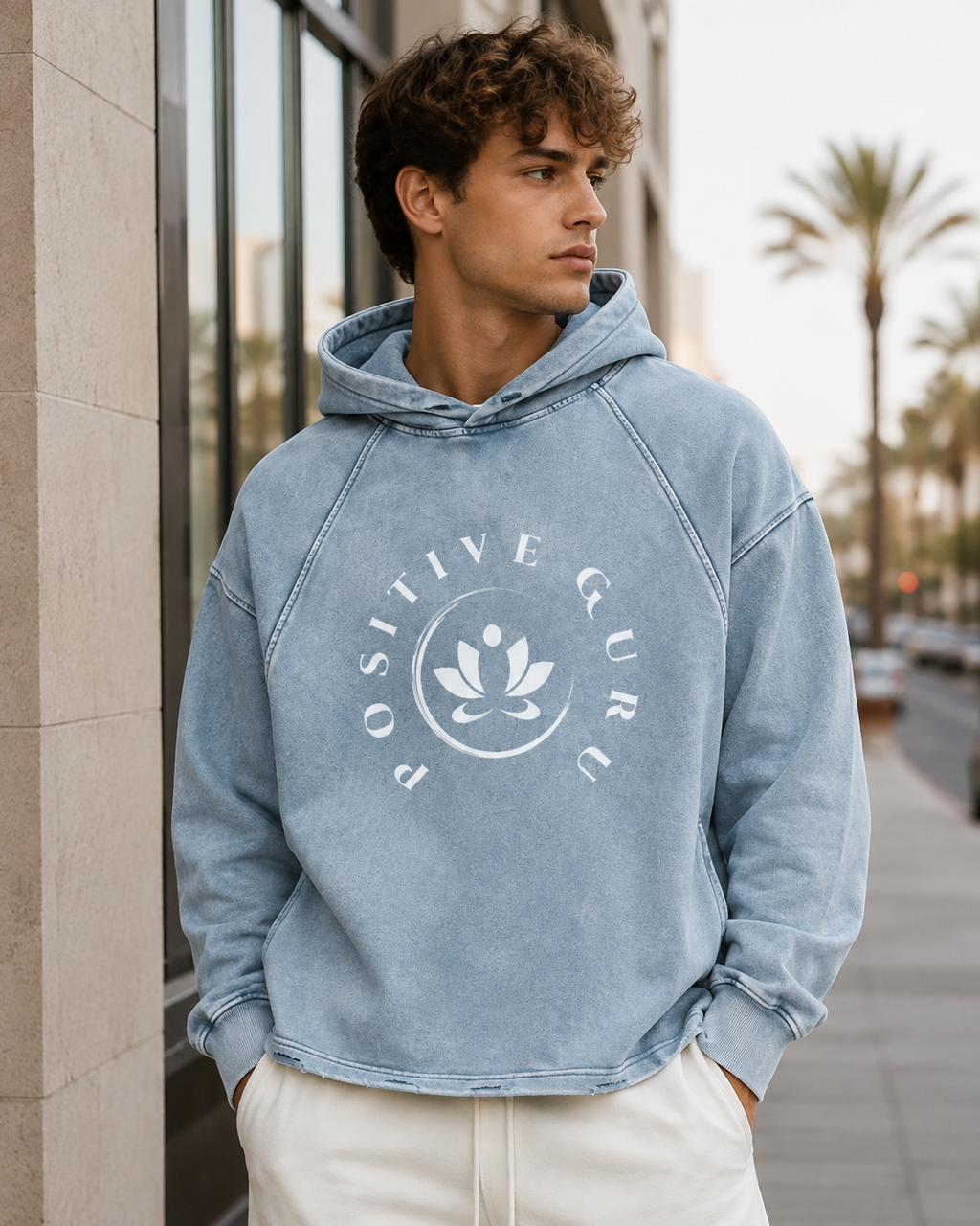 Vintage Washed Frayed-Hem Hoodie