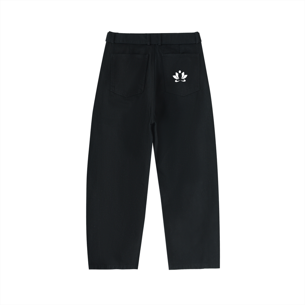 Belted Barrel-leg Chino Pants