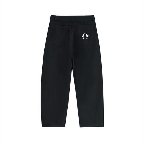 Belted Barrel-leg Chino Pants