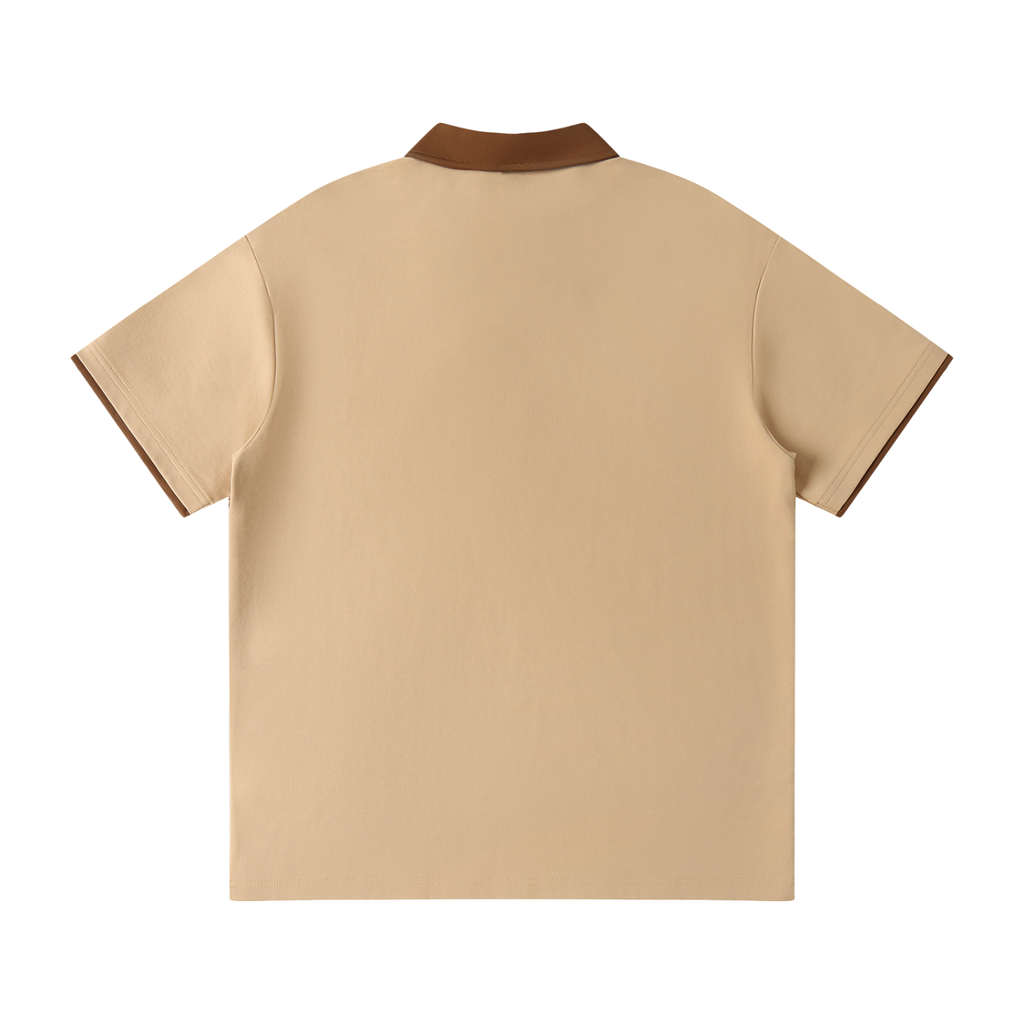 Serendipity Contrast Collar Raglan Polo - Khaki