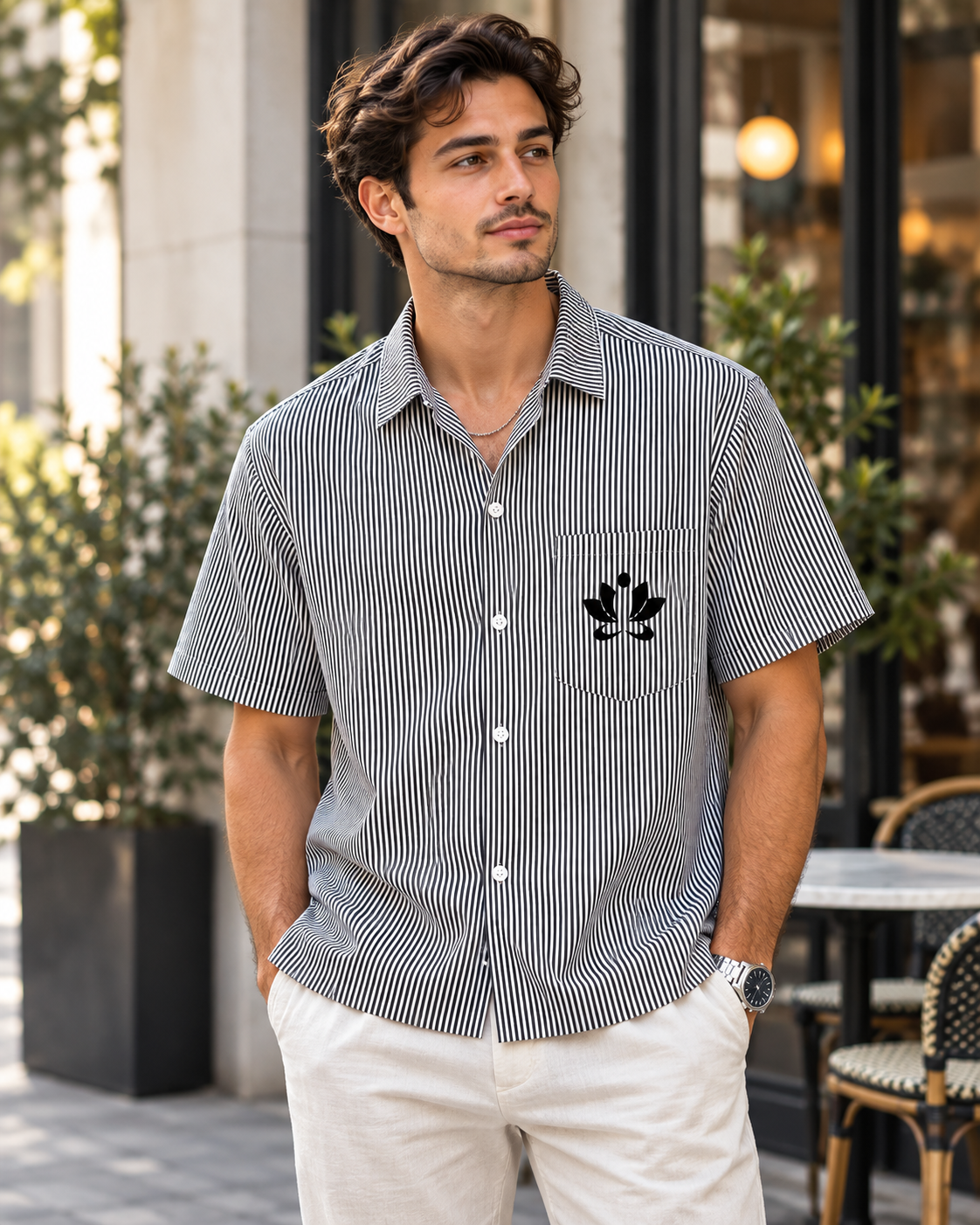 Men's Awareness Oversized Vertical Stripe Boxy Shirt