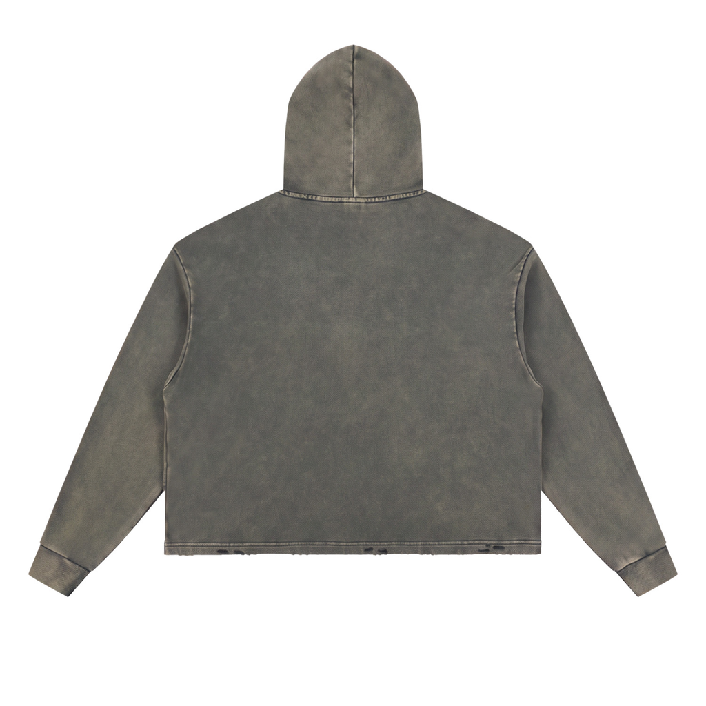 Women's Vintage Washed Frayed-Hem Hoodie