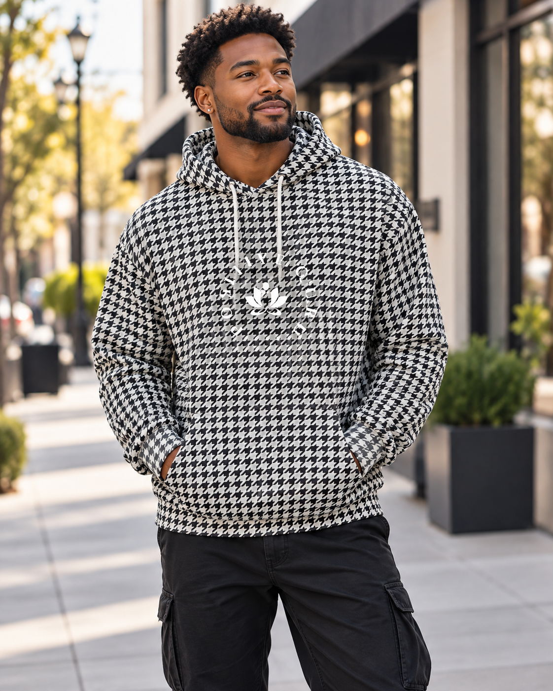 Men's Positive Guru Houndstooth Hoodie -- Relaxed Fit
