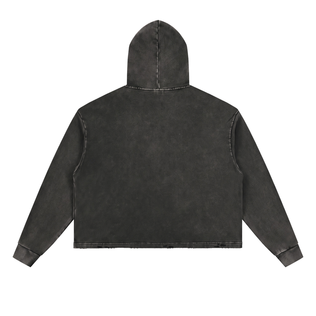 Women's Vintage Washed Frayed-Hem Hoodie