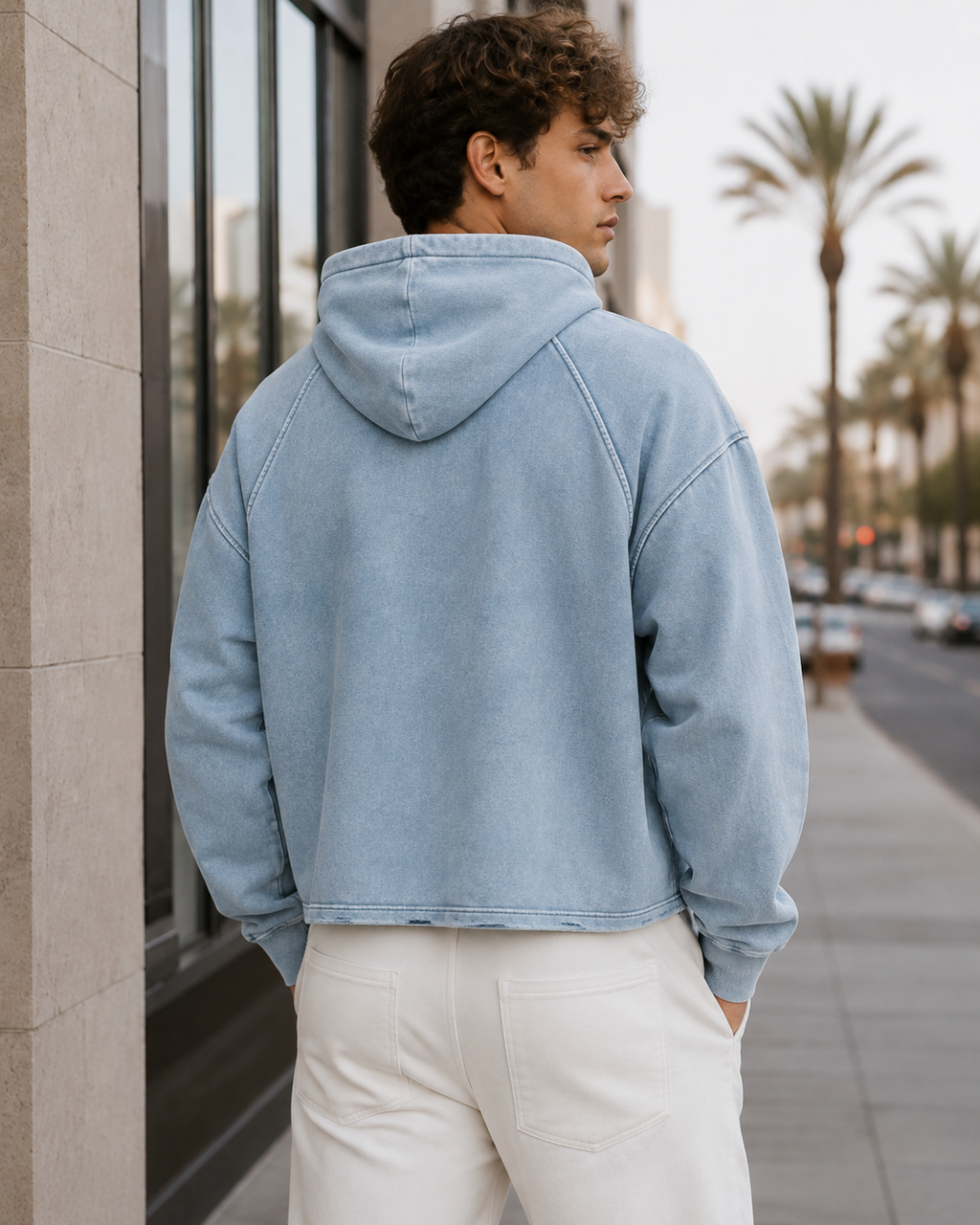 Vintage Washed Frayed-Hem Hoodie